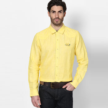 Solid Yellow Casual Shirt